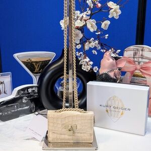 Kurt Geiger Micro Braxton Croc Embossed Shoulder/Crossbody Purse - Cream